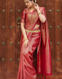 Delectable Dark Pink Soft Silk Saree With Serendipity Blouse Piece