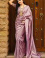Super classy Lavender Soft Silk Saree With Trendy Blouse Piece