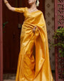 Mesmerising Yellow Soft Silk Saree With Majestic Blouse Piece