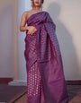 Scrupulous Purple Soft Silk Saree With Snappy Blouse Piece