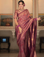 Desultory Purple Soft Silk Saree With Fugacious Blouse Piece