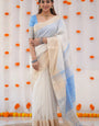 Lagniappe Beige Cotton Silk Saree With Mesmerising Blouse Piece