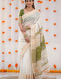Piquant Beige Cotton Silk Saree With Blissful Blouse Piece