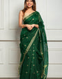 Scrupulous Green Cotton Silk Saree With Scrupulous Blouse Piece