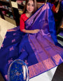 Marvellous Royal Blue Soft Banarasi Silk Saree With Ebullience Blouse Piece