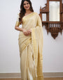 Winsome Beige Soft Silk Saree With Desultory Blouse Piece