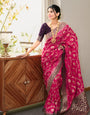 Sonorous Dark Pink Soft Silk Saree With Alluring Blouse Piece