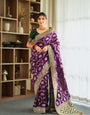 Most Flattering Purple Soft Silk Saree With Beleaguer Blouse Piece