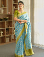 Enigmatic Sky Soft Silk Saree With Most Stunning Blouse Piece