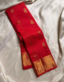 Elaborate Red Soft Banarasi Silk Saree With Admirable Blouse Piece