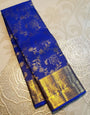 Resplendent Royal Blue Soft Banarasi Silk Saree With Diaphanous Blouse Piece