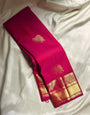 Alluring Dark Pink Soft Banarasi Silk Saree With Enamoring Blouse Piece