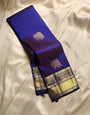 Efflorescence Royal Blue Soft Banarasi Silk Saree With Invaluable Blouse Piece