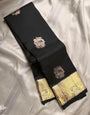 Comely Black Soft Banarasi Silk Saree With Most Stunning Blouse Piece