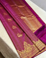 Mesmeric Dark Pink Pure Zari Weaving Banarasi Silk Saree With Desuetude Blouse Piece