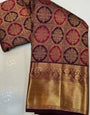 Ebullience Purple Pure Zari Weaving Banarasi Silk Saree With Traditional Blouse Piece