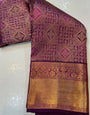 Trendy Purple Pure Zari Weaving Banarasi Silk Saree With Ethereal Blouse Piece