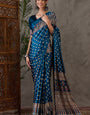 Quixotic Rama Ajrakh Printed Semi Modal Silk Saree With Wonderful Blouse Piece