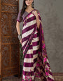 Allure Purple Ajrakh Printed Semi Modal Silk Saree With Redolent Blouse Piece