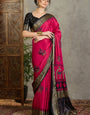 Vivacious Dark Pink Ajrakh Printed Semi Modal Silk Saree With Fantabulous Blouse Piece