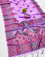 Adorable Lavender Pashmina Saree With Traditional Blouse Piece