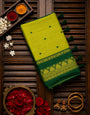 Susurrous Green Cotton Silk Saree With Magnetic Blouse Piece