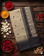 Embrocation Grey Cotton Silk Saree With Zephyr Blouse Piece