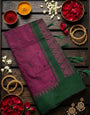 Beguiling Wine Cotton Silk Saree With Excellent Blouse Piece