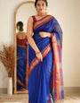 Sophisticated Royal Blue Cotton Silk Saree With Scrupulous Blouse Piece