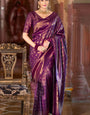 Vestigial Purple Soft Silk Saree With Adorning Blouse Piece