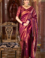 Dazzling Wine Soft Silk Saree With Seraphic Blouse Piece