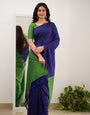 Nebula Navy Blue Cotton Silk Saree With Evocative Blouse Piece