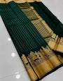 Staring Dark Green Soft Silk Saree With Posh Blouse Piece