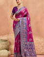 Arresting Wine Pure Zari Weaving Banarasi Silk Saree With Assemblage Blouse Piece
