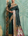 Lassitude Dark Green Paithani Silk Saree With Improbable Blouse Piece