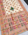 Brood Beige Pashmina Silk Saree With Majestic Blouse Piece