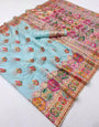 Staring Sky Pashmina Silk Saree With Sensational Blouse Piece