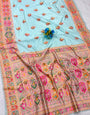 Staring Sky Pashmina Silk Saree With Sensational Blouse Piece