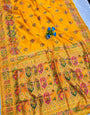 Impressive Yellow Pashmina Silk Saree With Trendy Blouse Piece