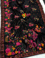 Phenomenal Black Pashmina Silk Saree With Surpassing Blouse Piece