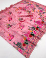 Girlish Pink Pashmina Silk Saree With Splendiferous Blouse Piece