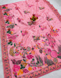 Girlish Pink Pashmina Silk Saree With Splendiferous Blouse Piece