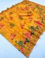 Nebula Yellow Pashmina Silk Saree With Amiable Blouse Piece