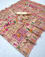 Skinny Beige Pashmina Silk Saree With Exceptional Blouse Piece