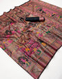 Gorgeous Black Pashmina Silk Saree With Extraordinary Blouse Piece