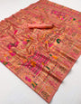 Evocative Peach Pashmina Silk Saree With Entrancing Blouse Piece