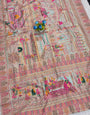 Ethereal Sky Pashmina Silk Saree With Traditional Blouse Piece