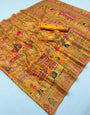 Ravishing Yellow Pashmina Silk Saree With Prominent Blouse Piece
