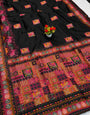 Mesmerising Black Pashmina Silk Saree With Quintessential Blouse Piece