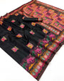 Mesmerising Black Pashmina Silk Saree With Quintessential Blouse Piece